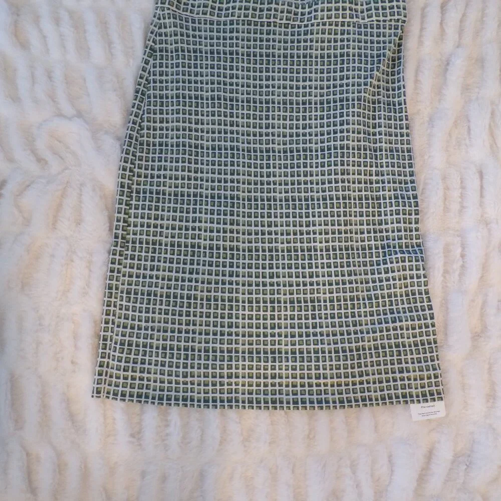 Tory Burch green patterned mini dress sleeveless silk S